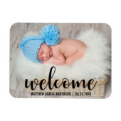 Willkommen Neues Baby Modern Script Magnet (Horizontal)