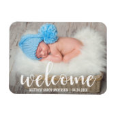 Willkommen Neues Baby Modern Script W Magnet (Horizontal)