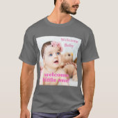 Willkommen neues Baby Text Image Custom Dunkelgrau T-Shirt (Vorderseite)
