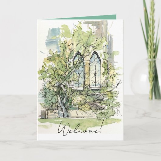 Willkommen neues Kirchenmitglied Efeu Fenster Karte (Vorderseite)