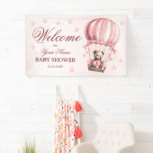Willkommen Niedliches Pink Teddy Bear Hot Air Ball Banner (Insitu)