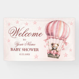 Willkommen Niedliches Pink Teddy Bear Hot Air Ball Banner