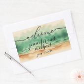 Willkommen Ocean Beach Aquarellgrün Rechteckiger Aufkleber (Umschlag)