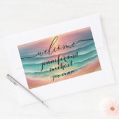 Willkommen Ocean Beach Watercolor Sea Sun Rechteckiger Aufkleber (Umschlag)