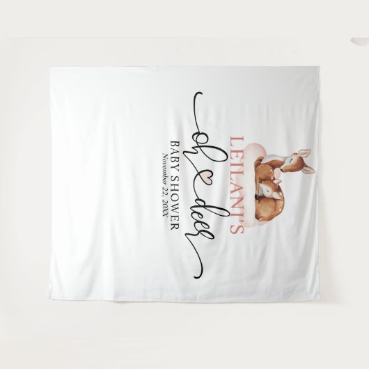 Willkommen Oh Deer Baby Dusche Rosa Cloud Hintergr Wandteppich (Vorderseite (Horizontal))