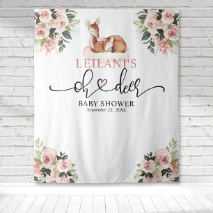 Willkommen Oh Deer Baby Shower Rosa Florales Hinte Wandteppich