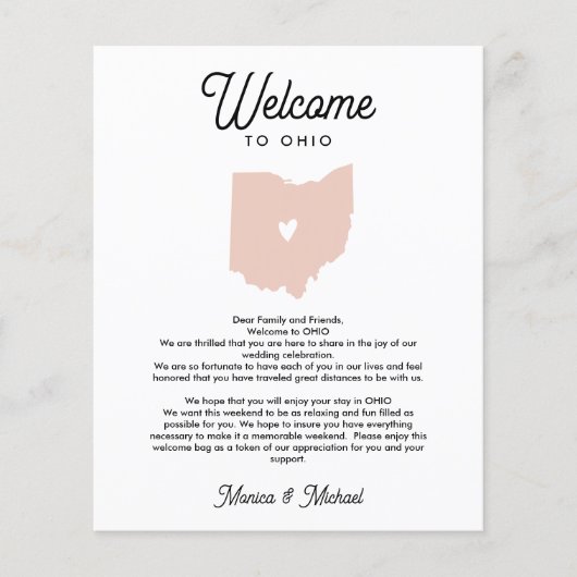 Willkommen OHIO Letter & Itinerary WEDING JEDE FAR (Vorderseite)