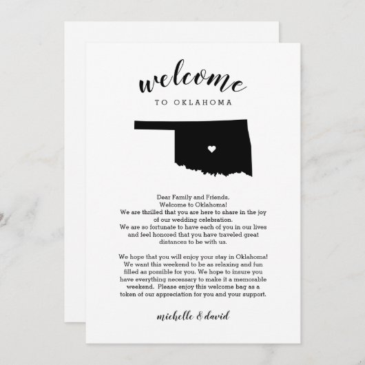 Willkommen Oklahoma | Hochzeitsbrief und Reiserout (Vorne/Hinten)