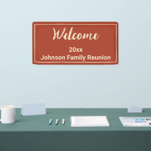 Willkommen Orange Red & Off White Name Family Wied Banner
