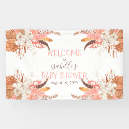 Willkommen Pampas Grass Orchid Blooms Baby Dusche Banner