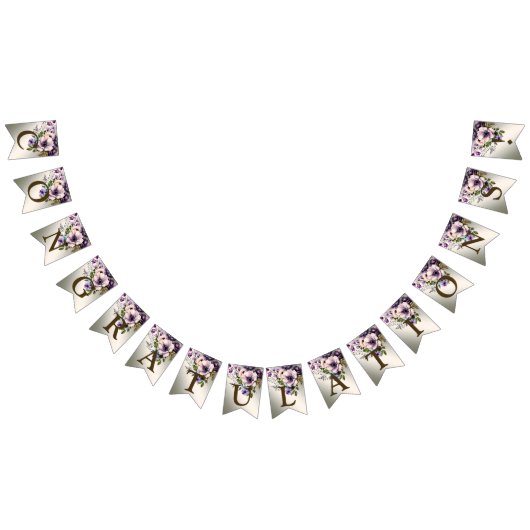 Willkommen Party Lila Rosa Blume Golden Elegant Wimpelkette (Alle)