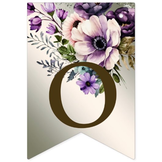 Willkommen Party Lila Rosa Blume Golden Elegant Wimpelkette (Zweite Fahne)