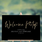 Willkommen Party Signieren Schwarz und Gold Acrylschild (Neutral)