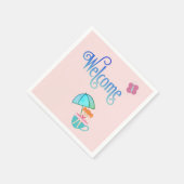 Willkommen Party Teacup Girl Butterfly Square Serviette (Ecke)