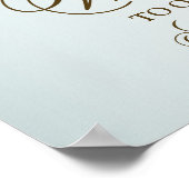 Willkommen Party Türkis Weiße Blume Goldene Blätte Poster (Ecke)