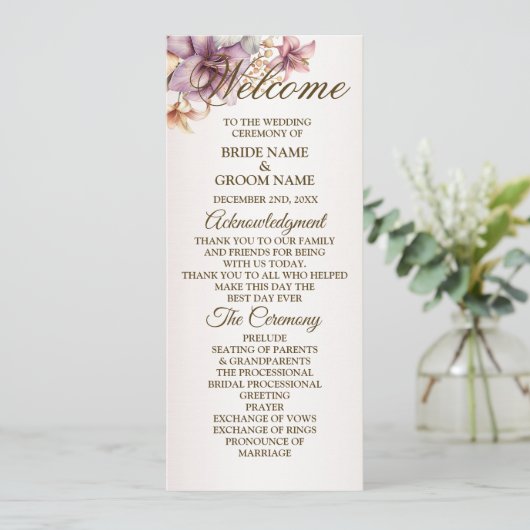 Willkommen Party Watercolor Boho Pink Blume Programm (Stehend Vorderseite)