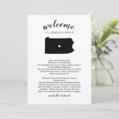 Willkommen Pennsylvania Wedding Letter & Itinerary (Stehend Vorderseite)