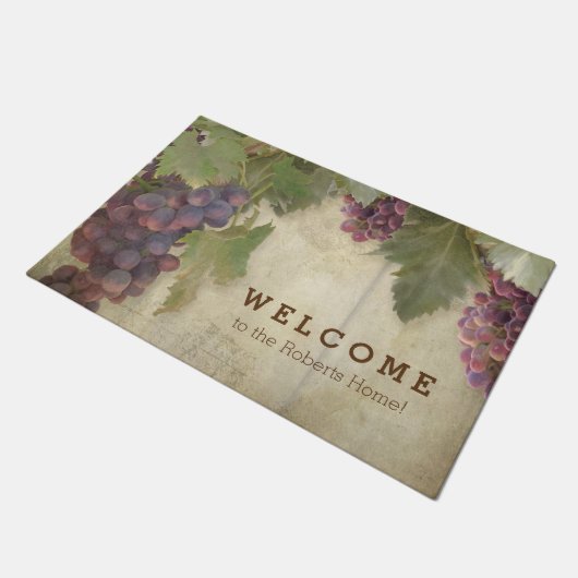 Willkommen Personalisiert Elegante Rustikale Weink Fußmatte (Schrägansicht)