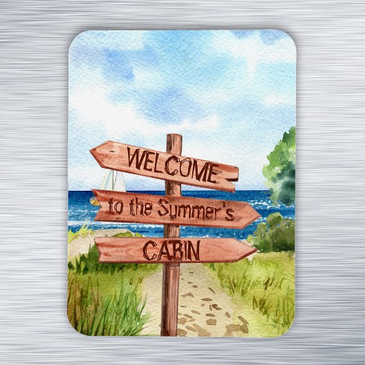 Willkommen Personalisierte Strandlandschaft Kabine Magnet