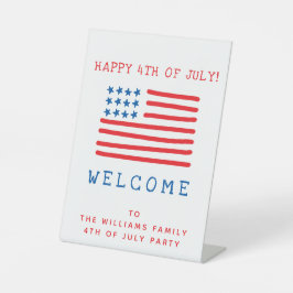 Willkommen - Personalisiertes 4. Juli Party Sockelschild