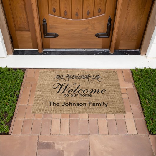 Willkommen Personalisiertes Jute-Design Fußmatte (Außenbereich)