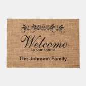 Willkommen Personalisiertes Jute-Design Fußmatte (Vorderseite)