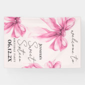 Willkommen Pink Bow Coquette Script Sweet 16 Blush Banner (Horizontal)
