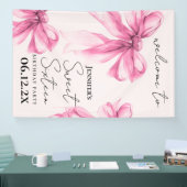 Willkommen Pink Bow Coquette Script Sweet 16 Blush Banner (Messe)