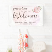 Willkommen Pink Little Pumpkin Fall Baby Dusche Banner (Insitu)