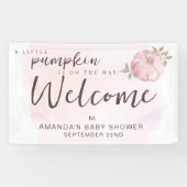 Willkommen Pink Little Pumpkin Fall Baby Dusche Banner (Horizontal)