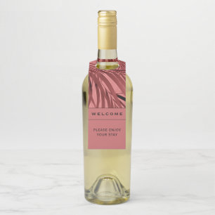 Willkommen Pink Palm Blätter Mietwohnung Flaschenanhänger