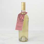 Willkommen | Pink Palm Blätter | Mietwohnung Flaschenanhänger (Angewinkelt)