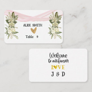 Willkommen Pink Ribbon und Weiße Rose Platzkarte