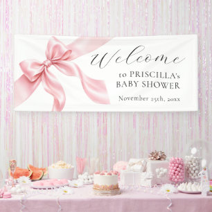 WILLKOMMEN Pink Schleifenband Mädchen BABY SHOWER Banner