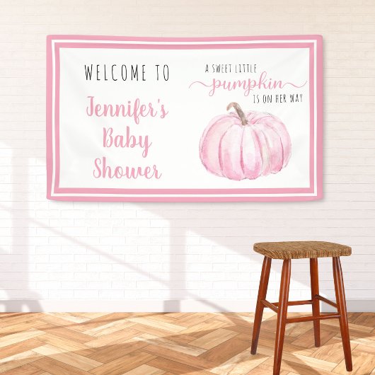 Willkommen Pink Sweet Little Pumpkin Baby Dusche Banner