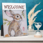 Willkommen Placque Bunny Rabbit, perfekte Jugendhe Fotoplatte (Seite)