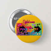 Willkommen Poolparty Gelb Button (Vorne & Hinten)