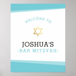 WILLKOMMEN POSTER Bar mitzvah Türkis Blau