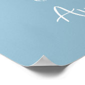 Willkommen Poster Floral Cross Christening Sky Blu (Ecke)