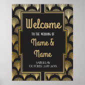Willkommen Poster Gatsby Art Deco Gold Wedding Pos (Vorne)