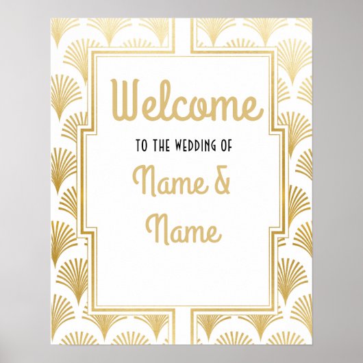 Willkommen Poster Gatsby Art Deco Gold Wedding Pos (Vorne)