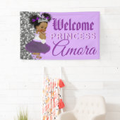 Willkommen Princess Lila & Silberner Glitzer Elega Banner (Insitu)
