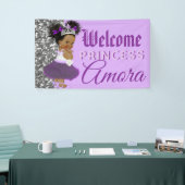 Willkommen Princess Lila & Silberner Glitzer Elega Banner (Messeveranstaltung)