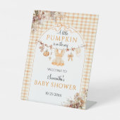 Willkommen Pumpkin Girl Modern Fall Baby Dusche Sockelschild (Vorderseite)