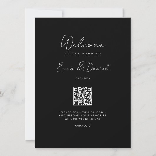 Willkommen QR Code Black Wedding Galerie (Vorderseite)