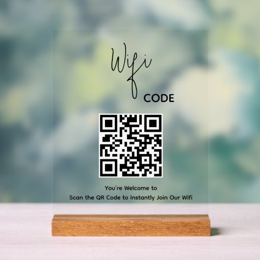 Willkommen QR-Code-Scan zur Verbindung von WiFi Acrylschild (Neutral)