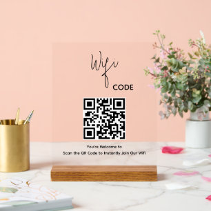 Willkommen QR-Code-Scan zur Verbindung von WiFi Acrylschild
