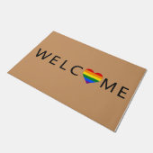 Willkommen Rainbow Doormat, Niedliche Herzmatte Fußmatte (Schrägansicht)