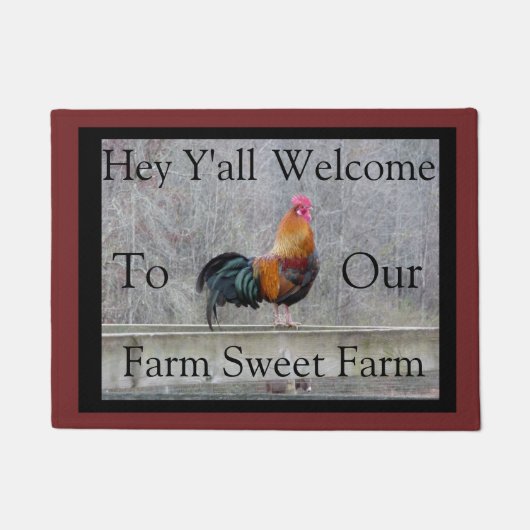 Willkommen Rooster Door Mat Fußmatte (Vorderseite)