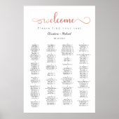 Willkommen Rose Gold Alphabetische Sitzkarten Poster (Vorne)